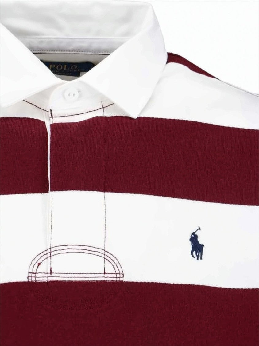 Polo Ralph Lauren Long-Sleeve Burgundy And White Striped Polo Shirt
