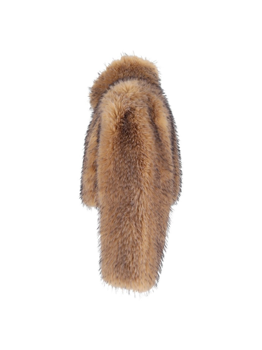 Rotate Nougat Faux Fur Cropped Jacket