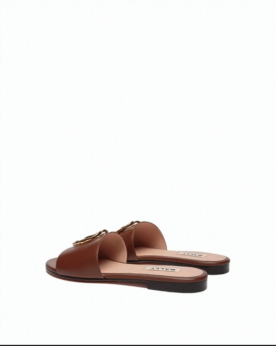 Bally Open-Toe Sheepskin Mules With Gold-Tone Emblem
