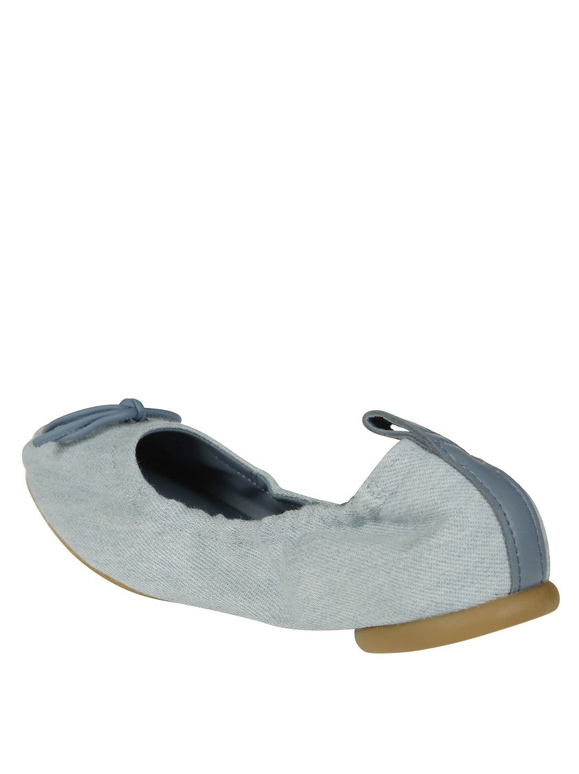 Hogan Textured Upper Ballerina Flats With Bow Accent