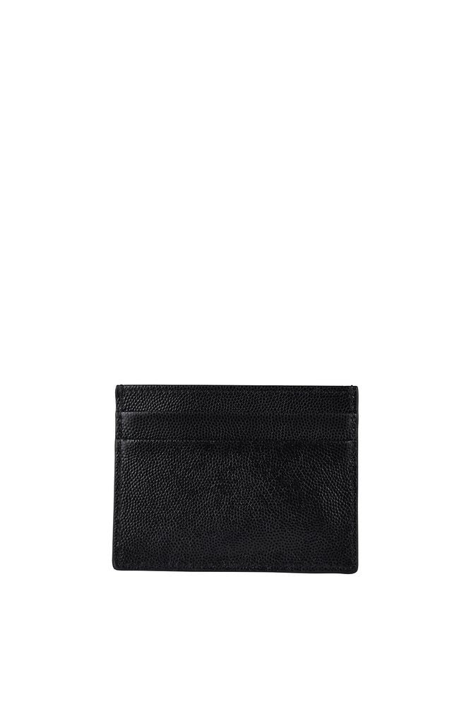 Palm Angels Black Grained Leather Card Holder With Logo