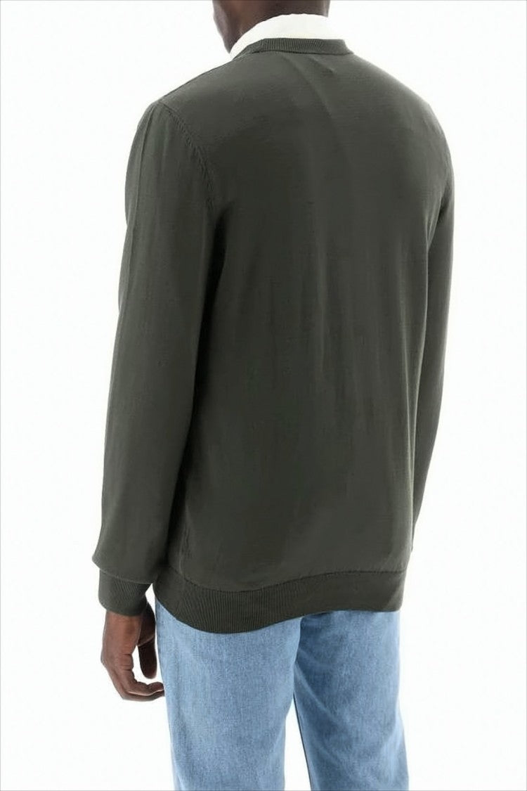 A.P.C. Classic Crew Neck Sweater In Dark Green Cotton