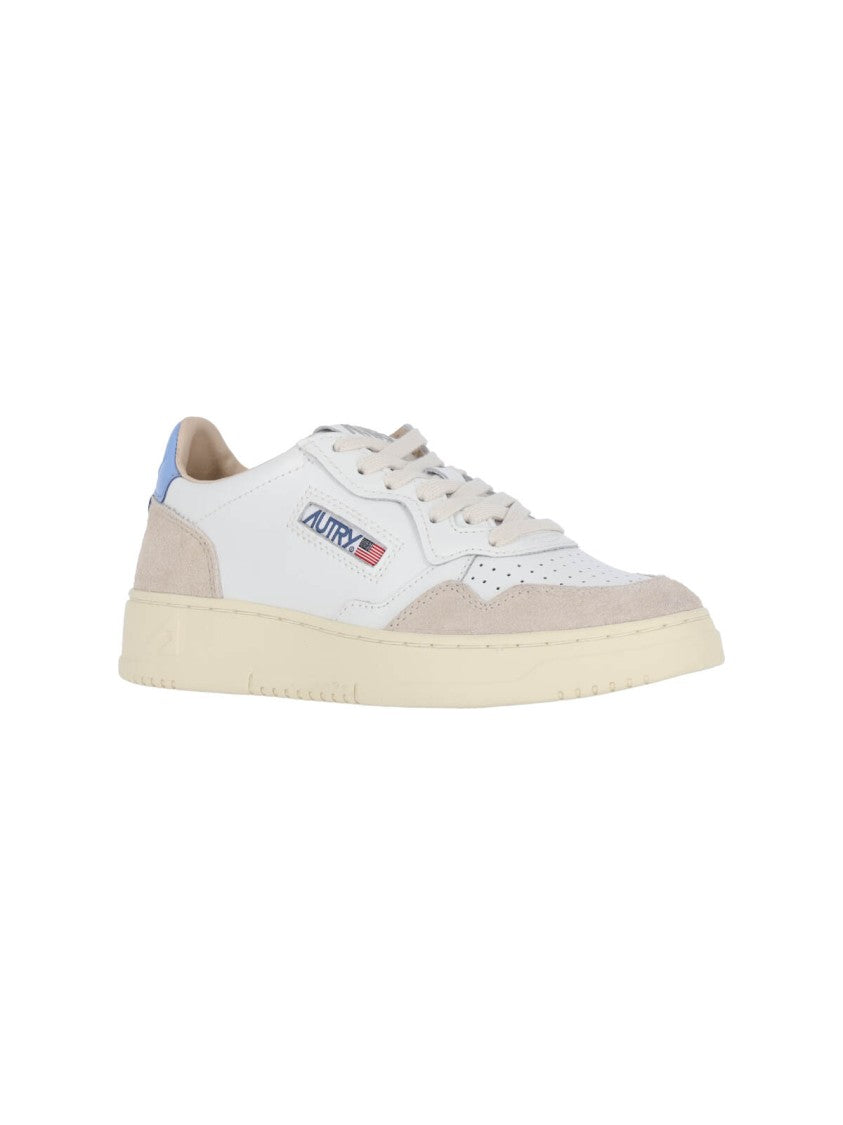 Autry White And Blue Logo Low-Top Sneakers