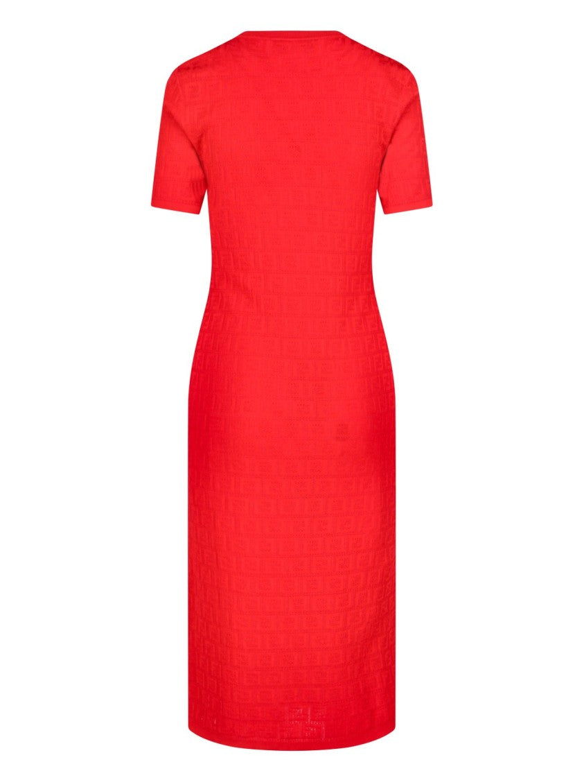 Fendi Form-Fitting Red Dress With Clean Lines And Classic Cut