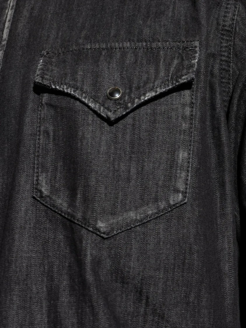 Dsquared2 Button-Down Black Shirt With Textured Fabric