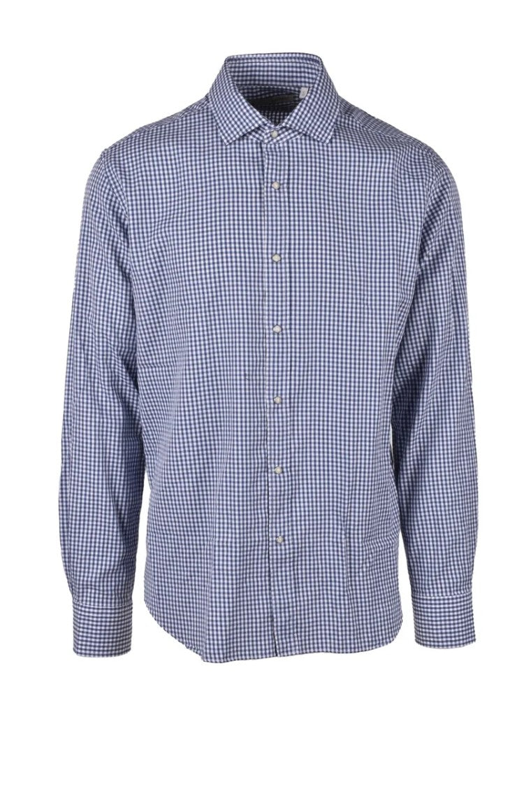 Baturo White Checkered Cotton Shirt