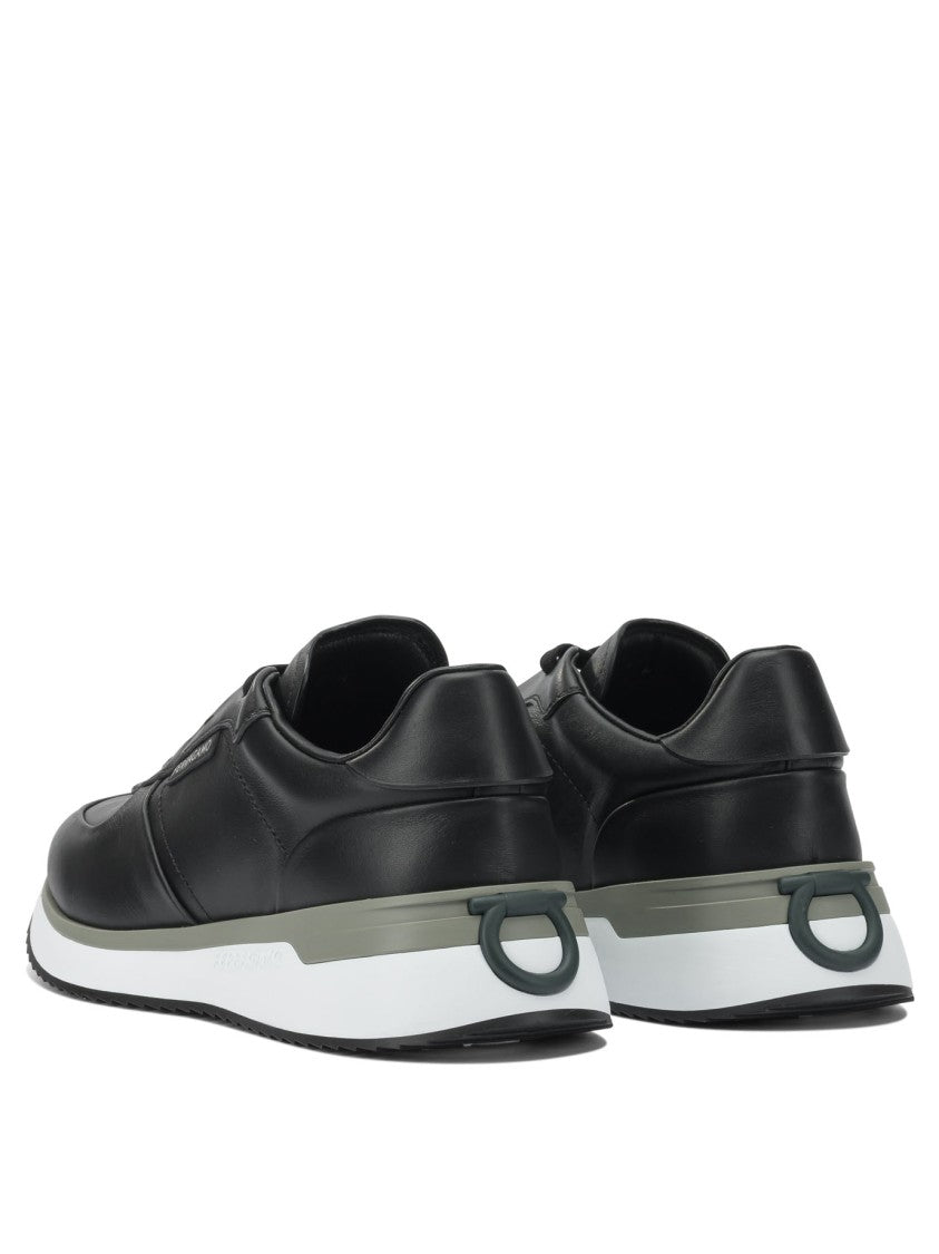 Ferragamo Streamlined Black Leather Sneakers