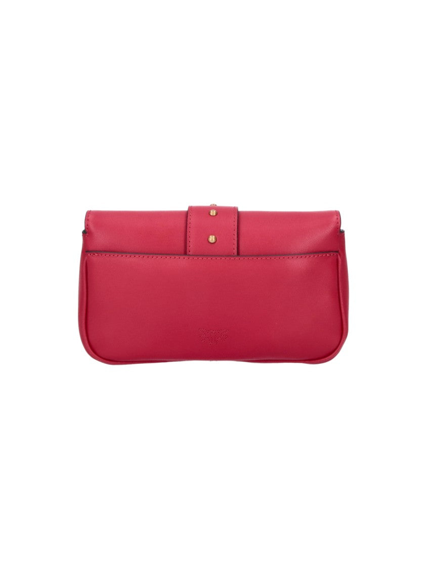 Pinko Red Leather One Love Pocket Shoulder Bag