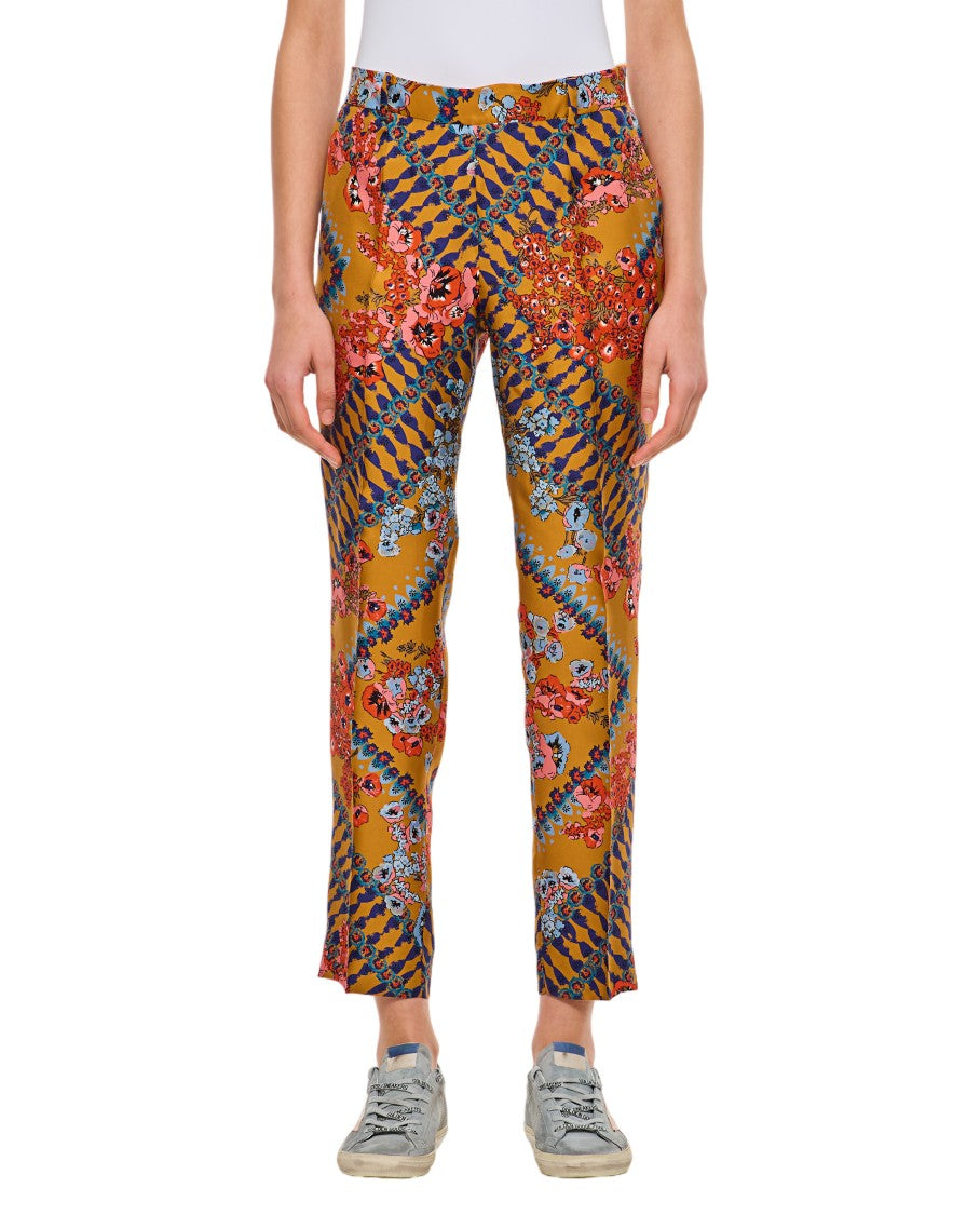 Alberto Biani Straight-Leg Trousers With Vibrant Multicolor Floral And Geometric Print