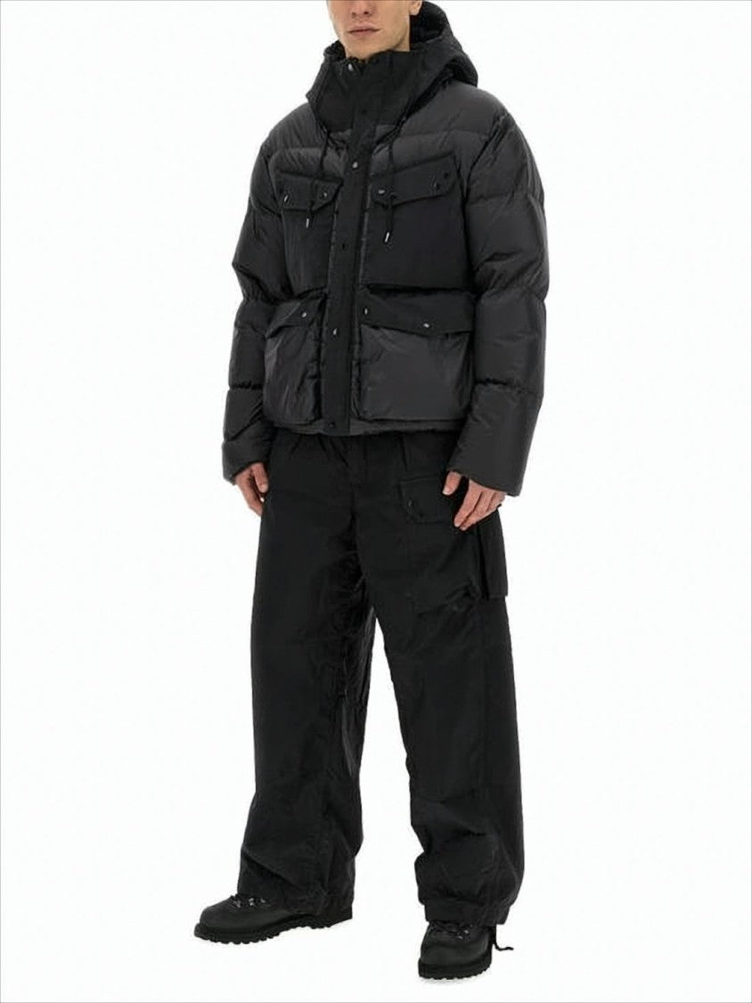 Ten C Quilted Black Down Jacket With Adjustable Hood