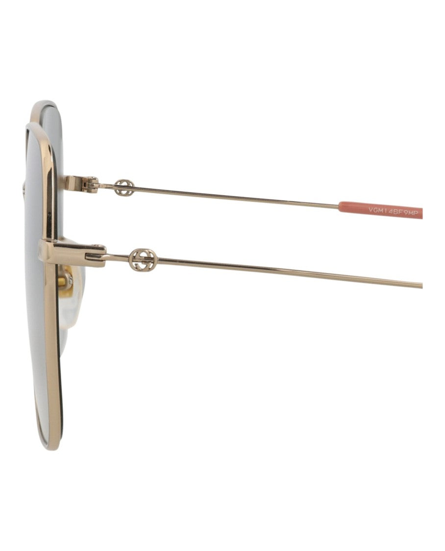 Gucci Square-Frame Metal Sunglasses