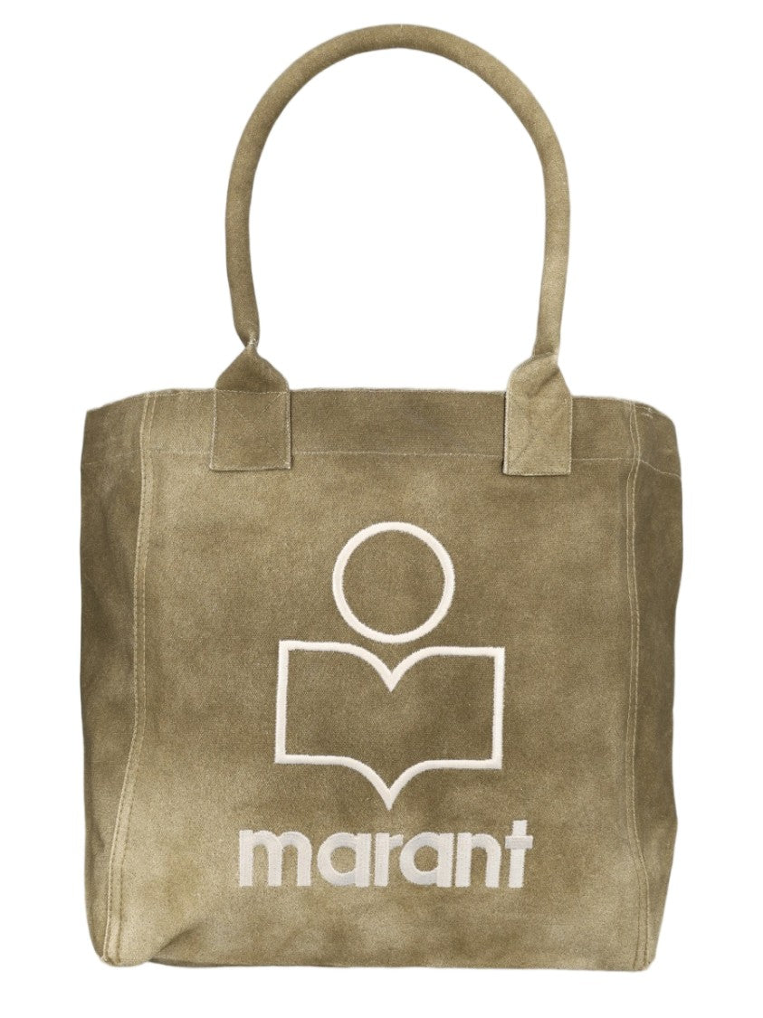 Isabel Marant Brown Embroidered Logo Suede Tote Bag