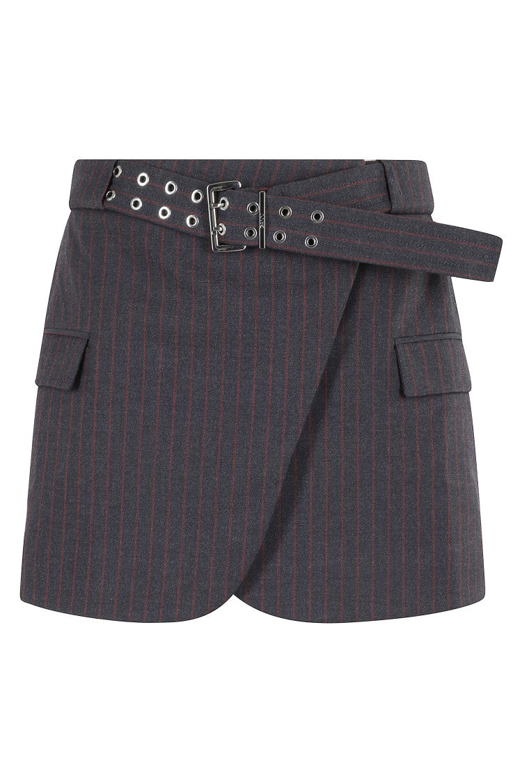 Ganni Multicolor Pinstripe Mini Skirt With Fitted Waist