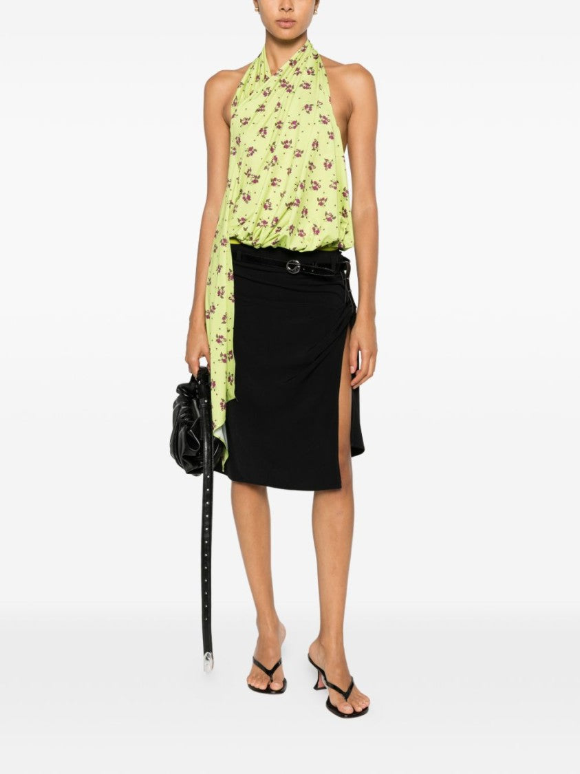 Coperni Black Fitted High Slit Midi Skirt