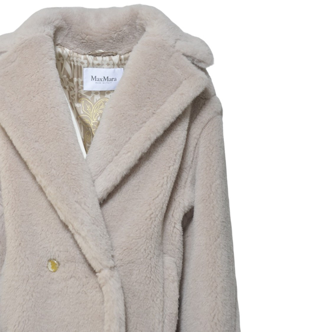 Max Mara Cuba Teddy Coat In Alpaca And Sand Wool