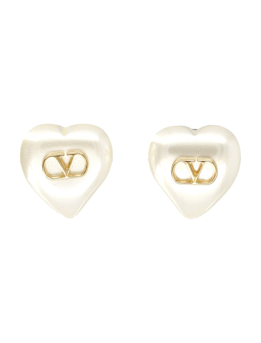 Valentino Garavani Vlogo Gold-Tone Earrings With Butter-Colored Glass Pearls