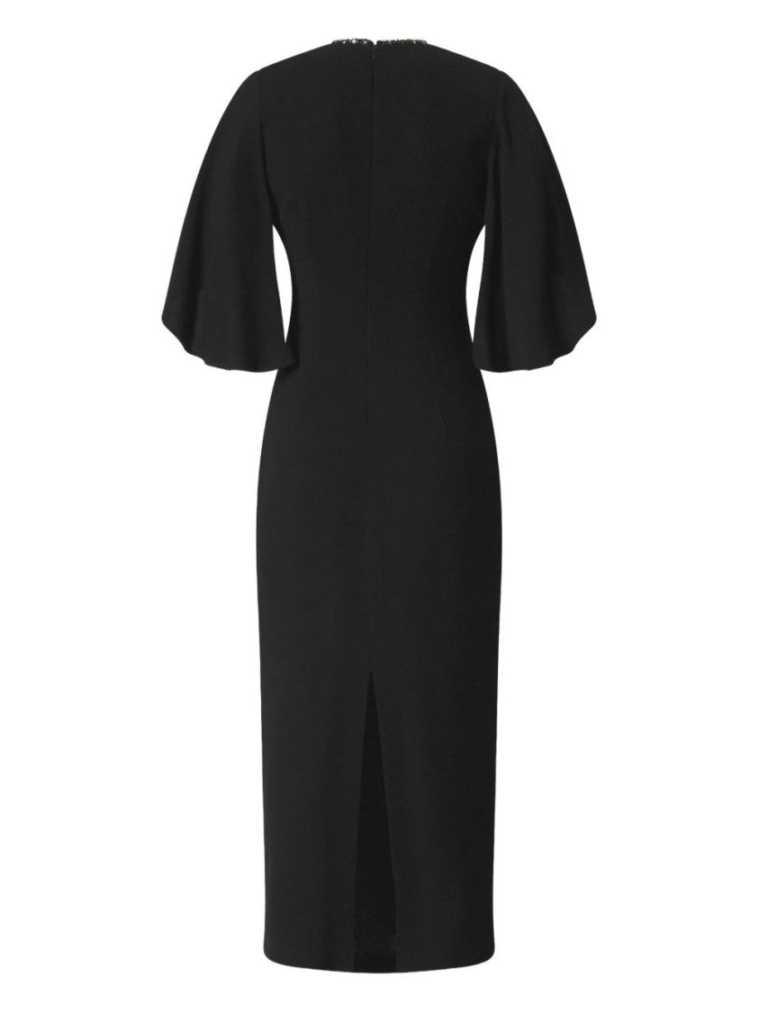 Pinko Knee-Length Black Dress With Flutter Sleeves
