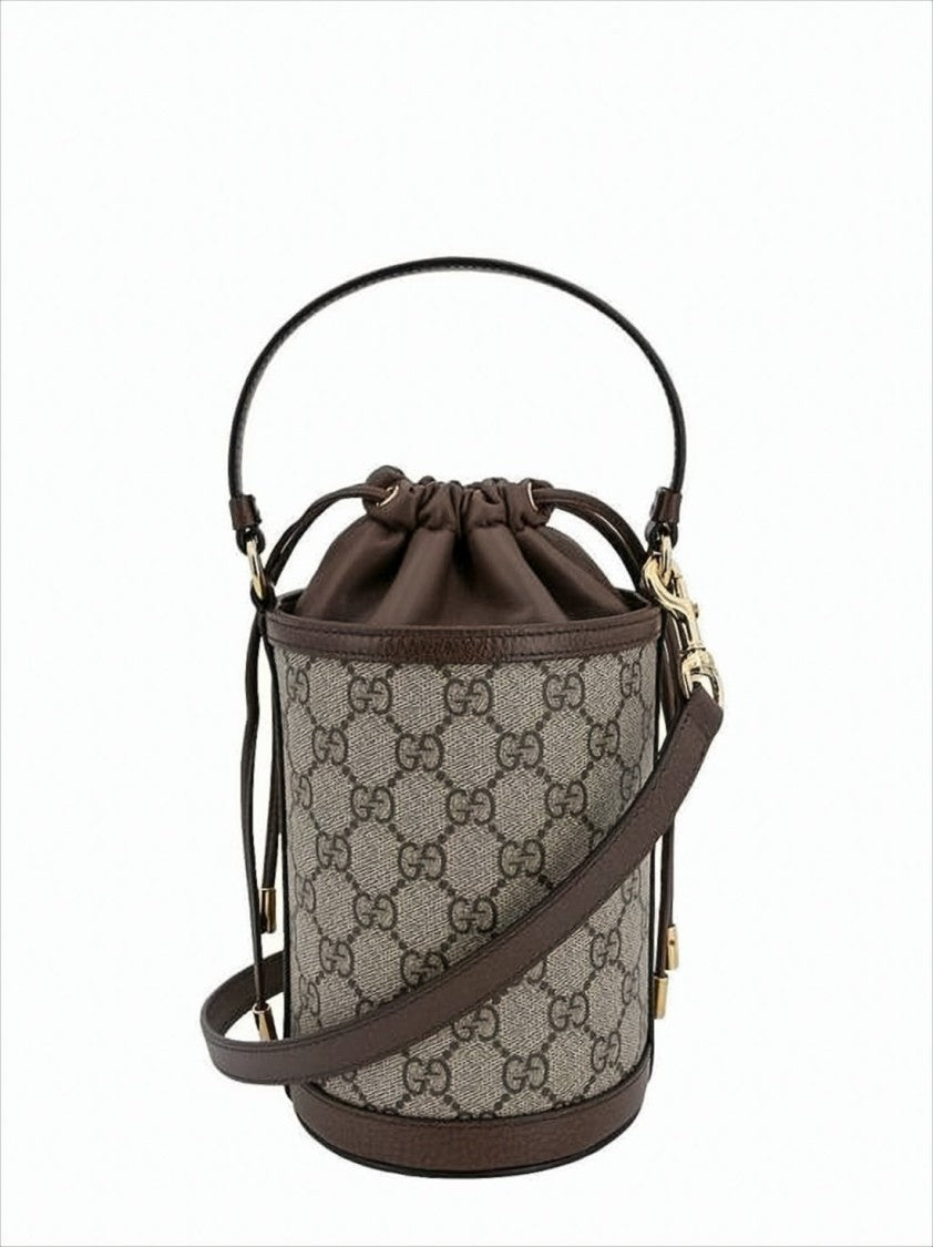 Gucci Cylindrical Monogram Canvas Bucket Bag