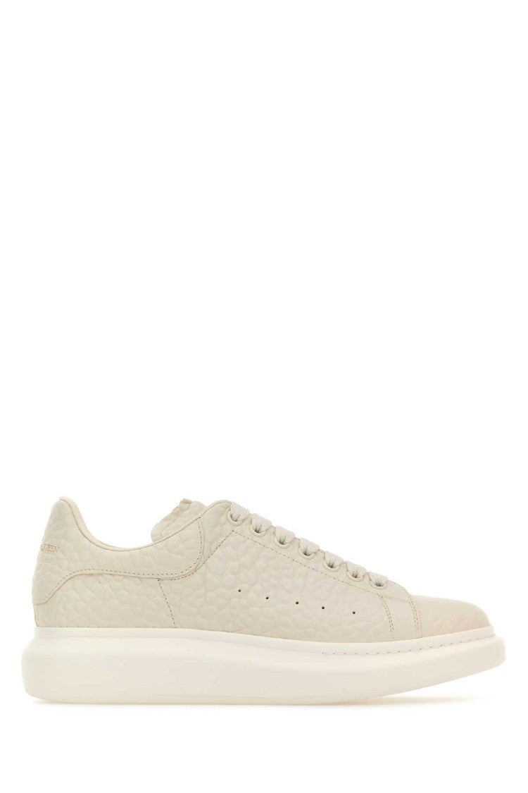 Alexander Mcqueen Ivory Leather Sneakers With Ivory Leather Heel