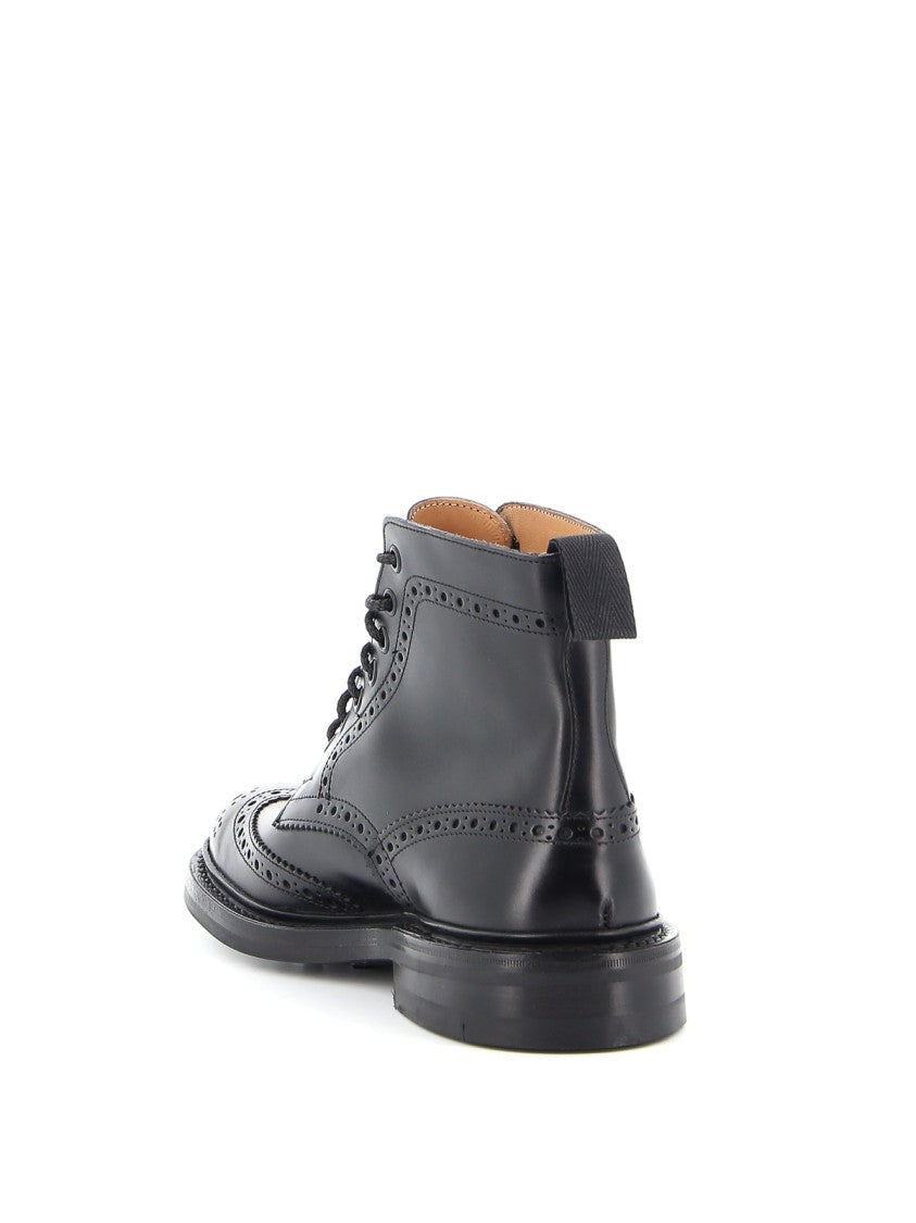 Tricker's Brogue Black Calf Leather Ankle Boots