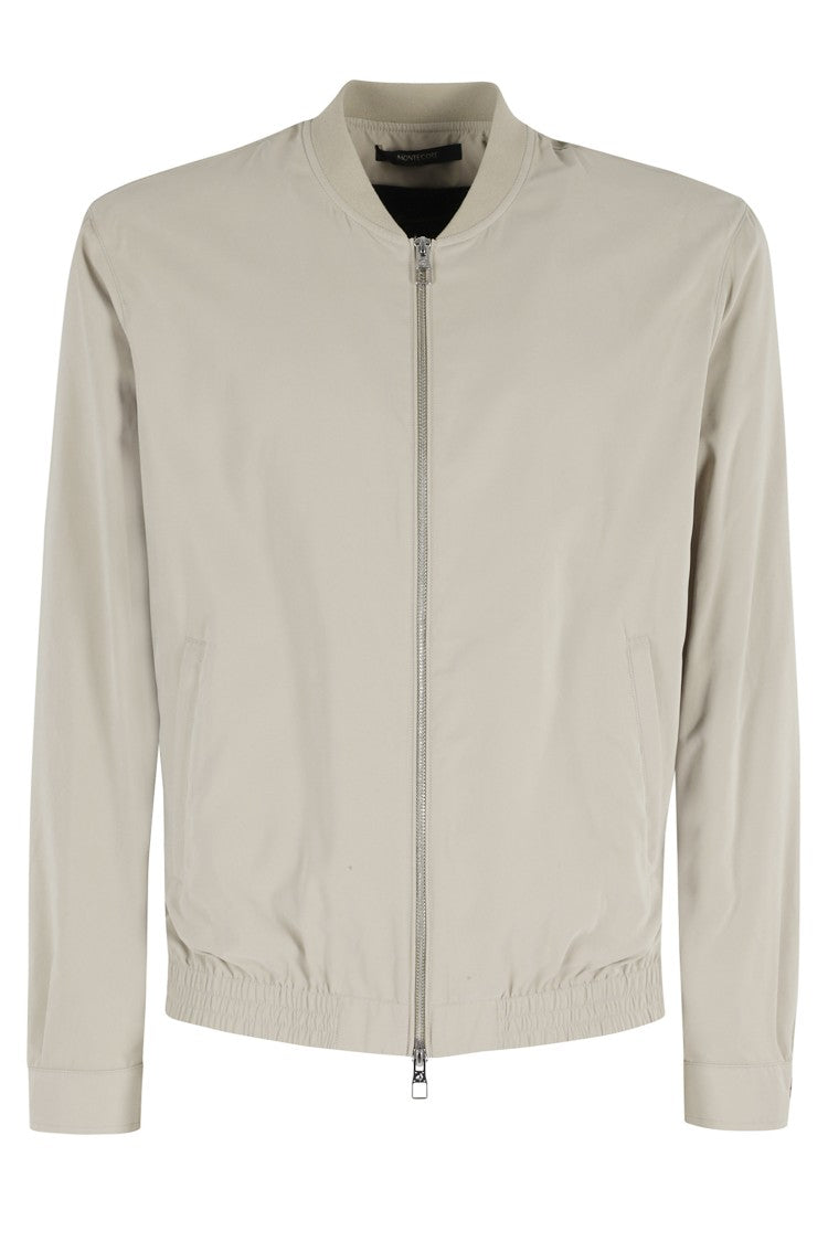 Montecore Beige Microfiber Ribbed-Collar Polyester Bomber Jacket