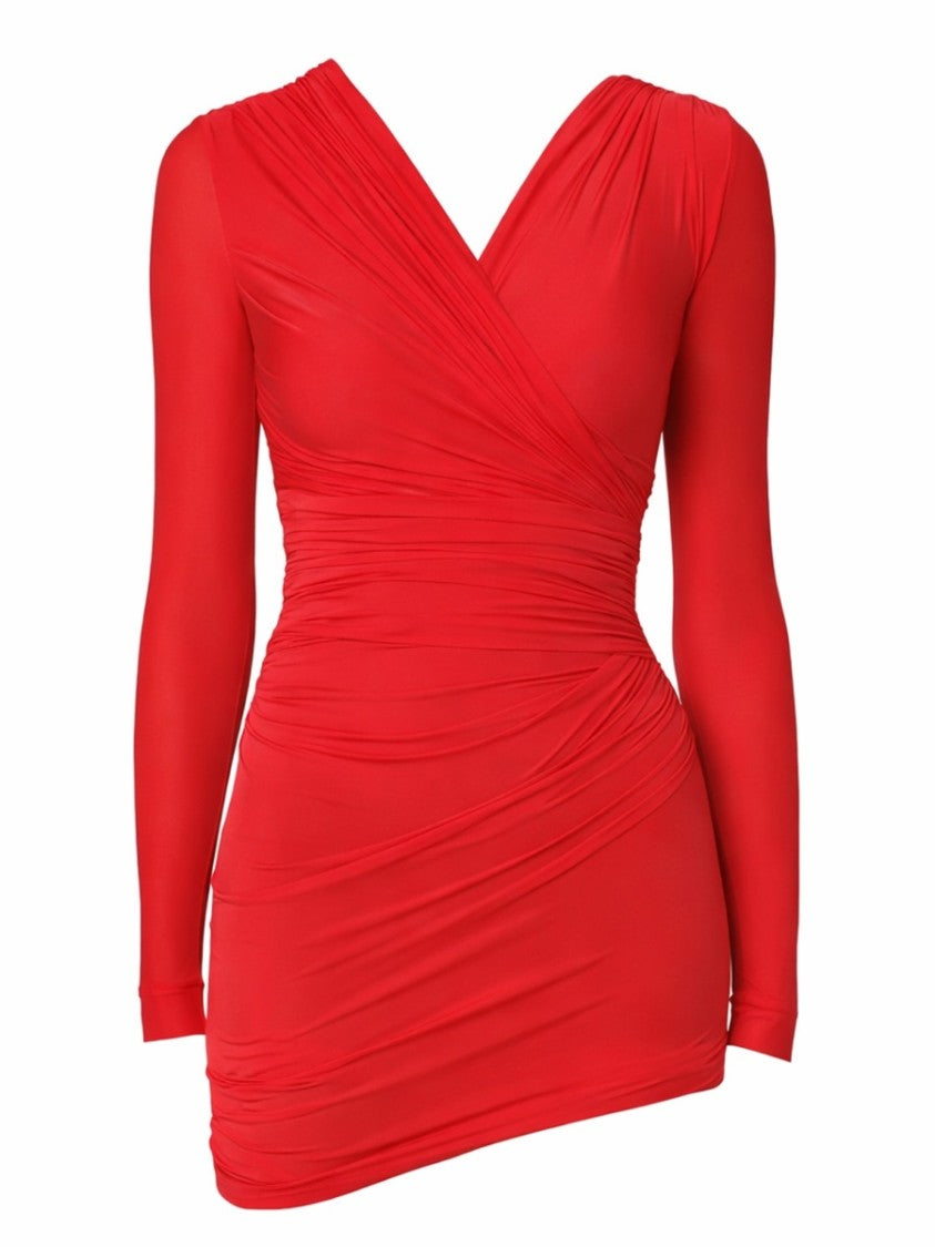 Balenciaga Draped Mini Dress With Deep V-Neckline