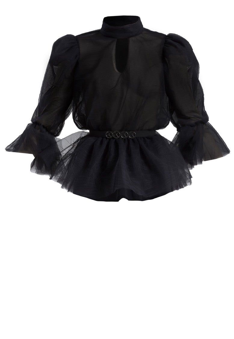 Saiid Kobeisy Ruffled Sheer Tulle Blouse