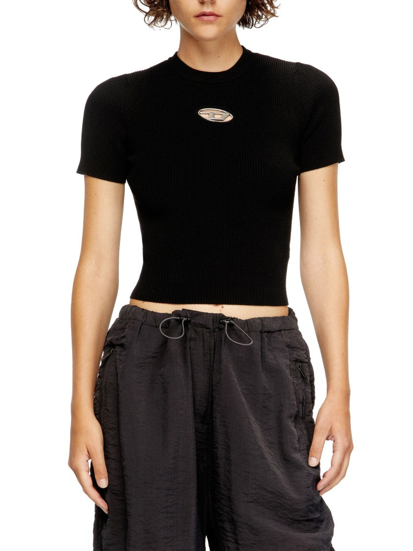 Diesel Black M-Valari-Ss Fitted Ribbed Top