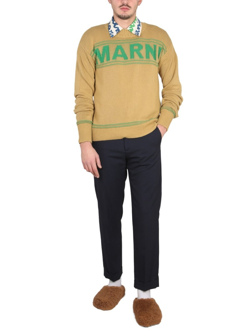 Marni Cross-Neck Knit Sweatshirt