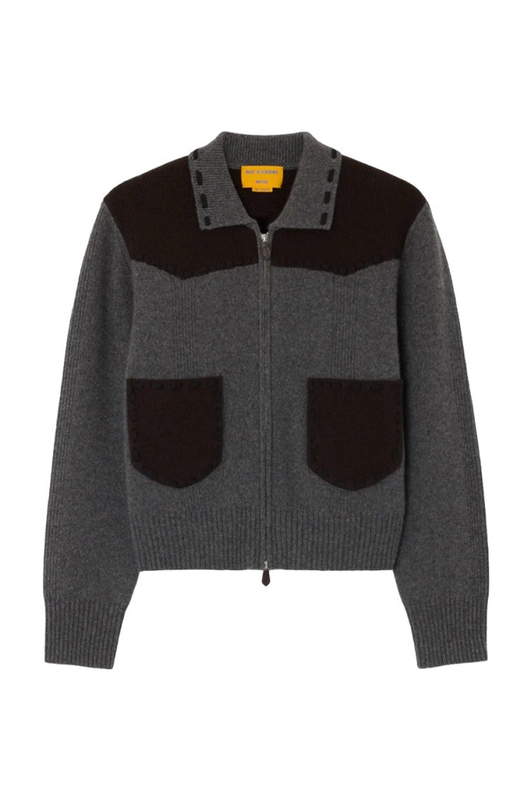 Guest In Residence Charcoal Yoke Detail Zip-Front Wool-Blend Jacket