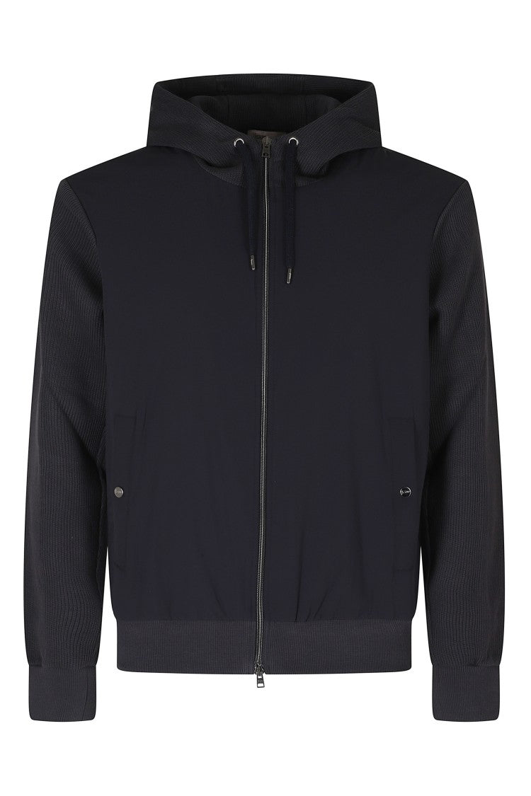 Herno Blue Hooded Sweatshirt-Style Cotton Jacket