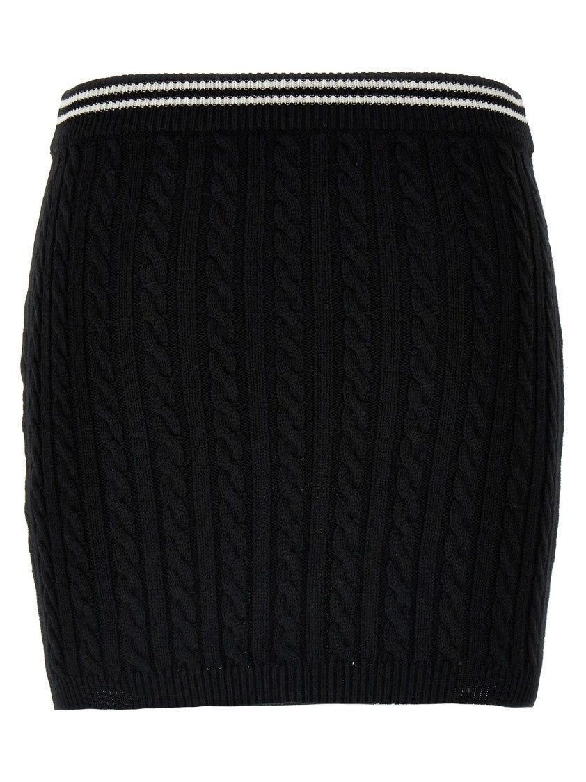 Alessandra Rich Braided Cotton Mini Skirt With Contrast Details