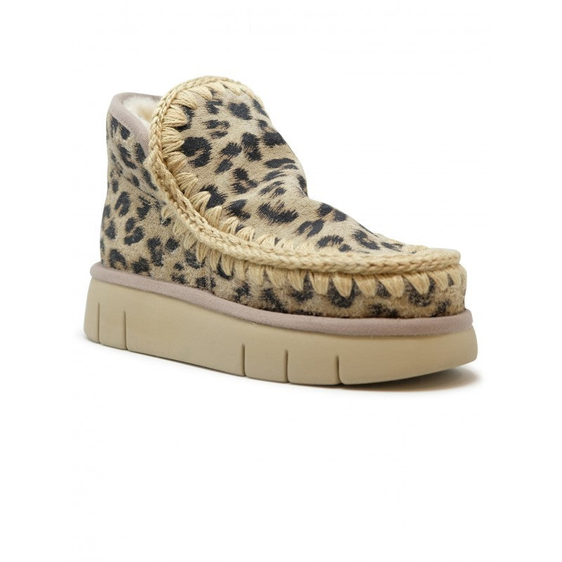 Mou Bounce Sneakers Hairy Cow Suede Leopard Brandy