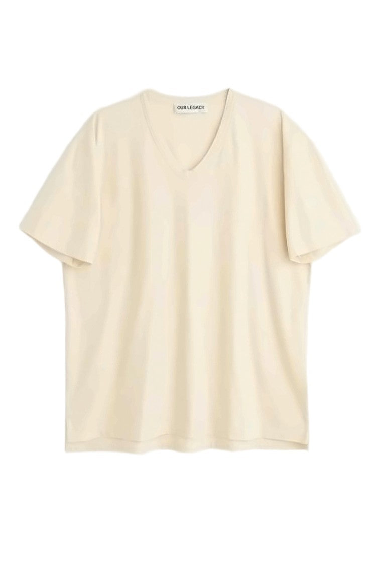 Our Legacy Short-Sleeved V-Neck T-Shirt With Relaxed Fit And Minimalist Design