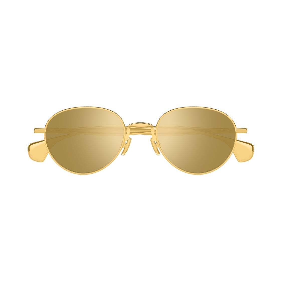 Bottega Veneta Bv1396s Rounded Metallic Gold Sunglasses