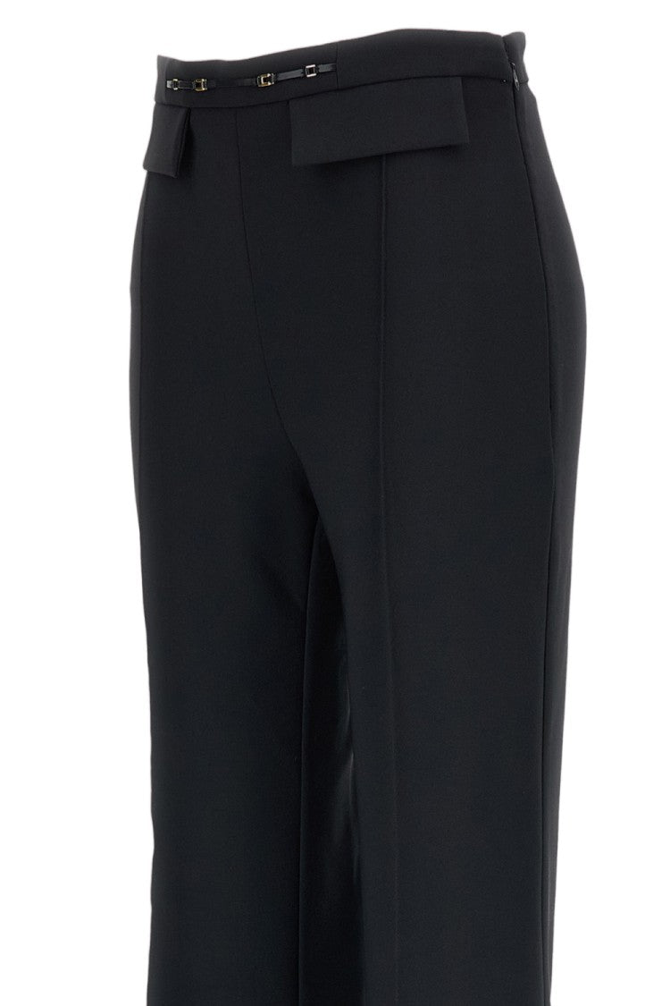 Elisabetta Franchi Black Stretch Fluid High-Waisted Flared Pants