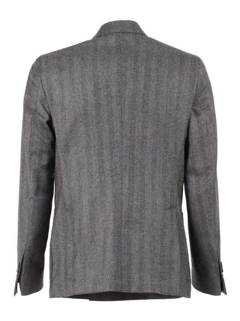 Breras Double-Breasted Tailored Jacket In Textured Virgin Wool