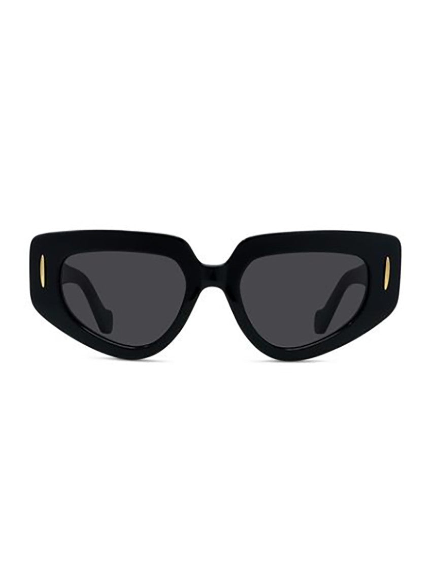 Loewe Angular Black Sunglasses With Gold Accents
