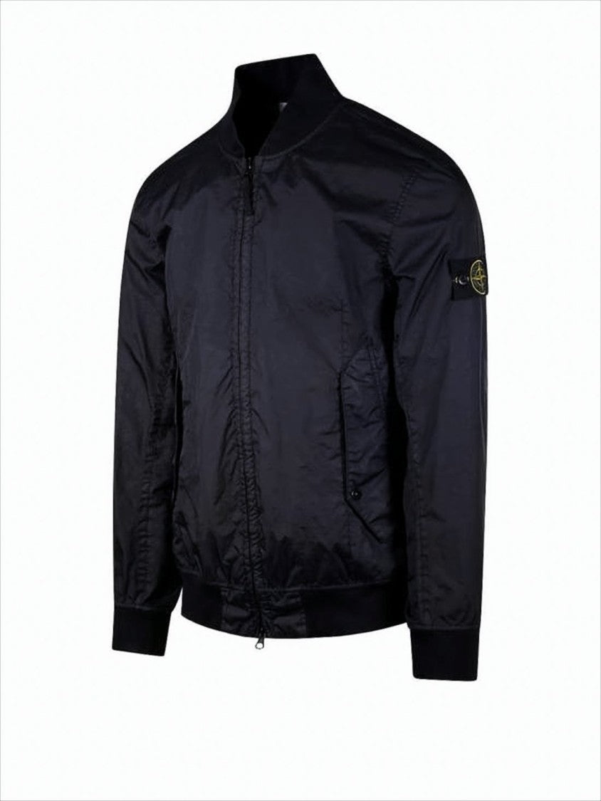 Stone Island Smooth-Finish Bomber Jacket With Ribbed Cuffs