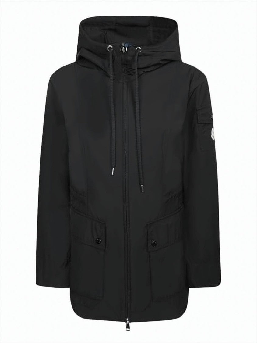 Moncler Hooded Black Jacket With Front Zipper