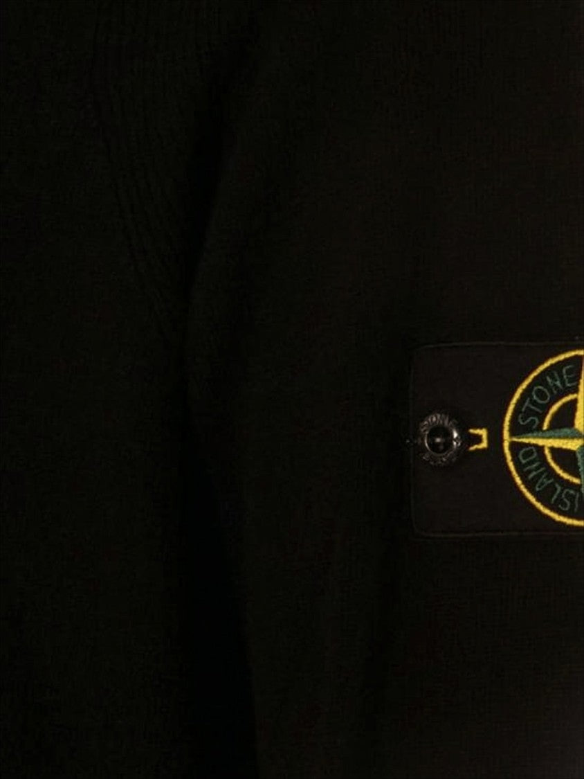 Stone Island Minimalist Black Wool Hoodie