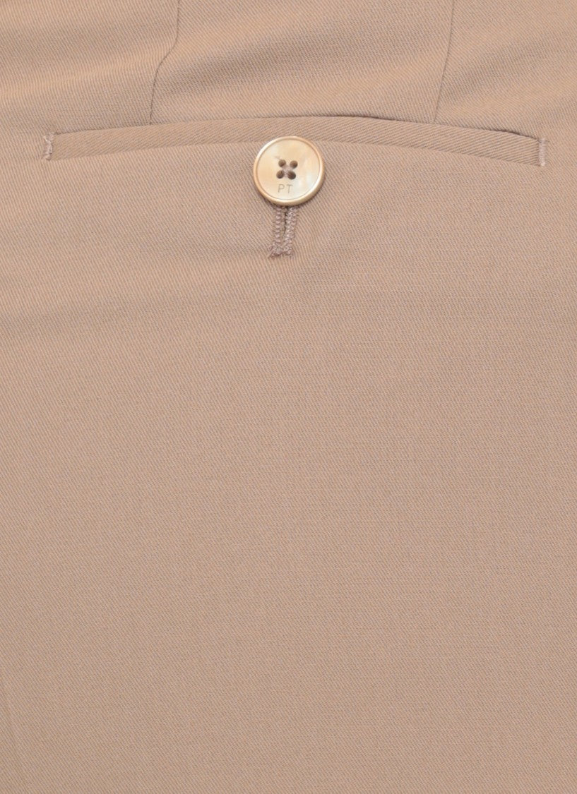 Pt Torino Brown Welt Pockets Cotton Formal Pants