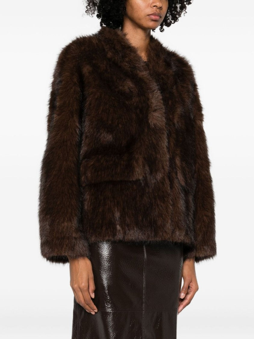 Betta Corradi Boxy Faux Fur Brown Coat