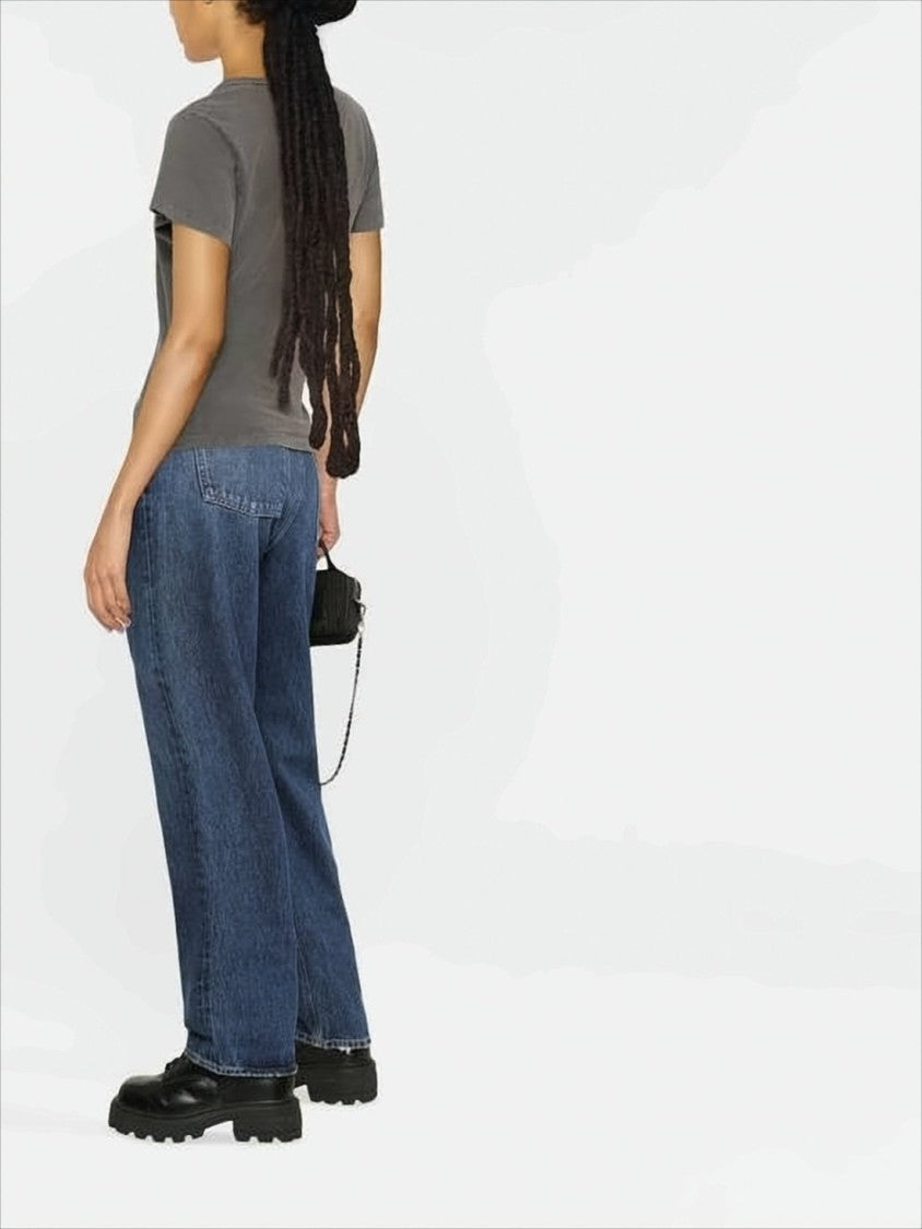 Golden Goose Washed Charcoal Grey Short-Sleeved T-Shirt With Tonal Print