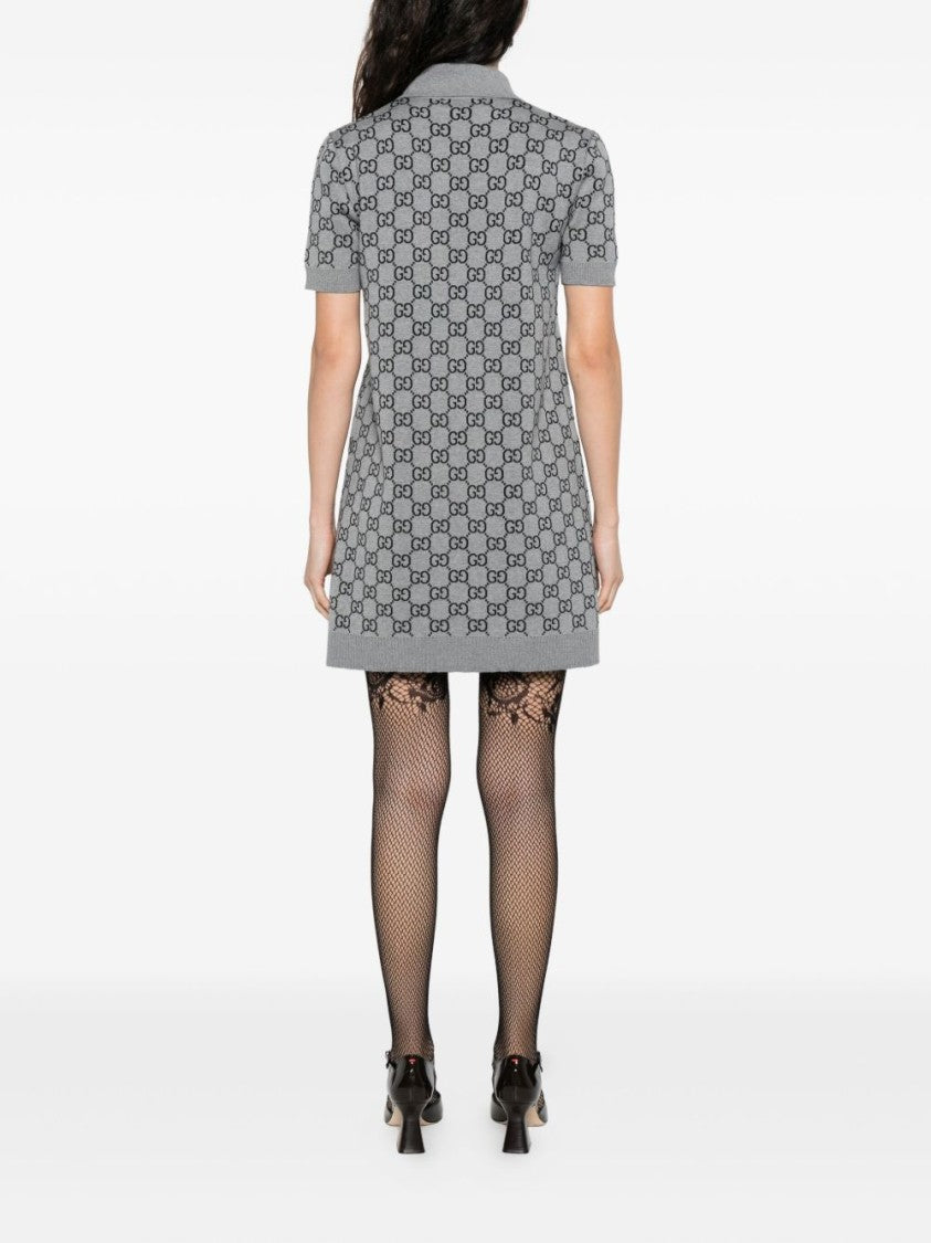Gucci Grey Jacquard Polo Dress
