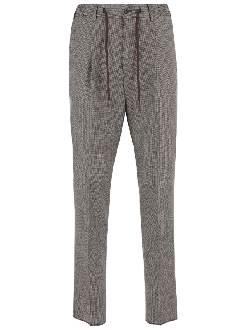 Tagliatore Gray-Brown Pleated Wool Straight-Leg Pants