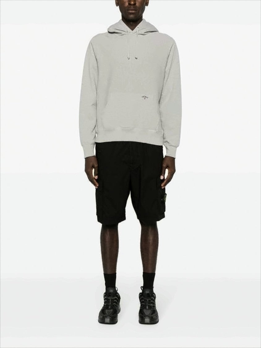 Stone Island Relaxed Fit Black Cotton-Elastane Shorts With Logo Patch