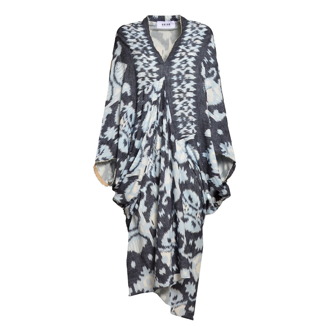 Bazar Deluxe Long Dress In Blue Printed Viscose