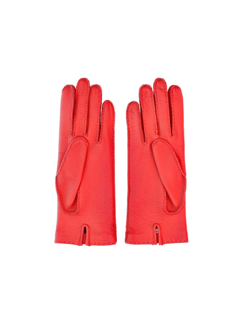 Ami Paris Blue Leather Silver Ring Gloves