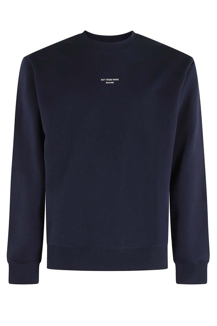 Drôle De Monsieur Navy Le Sweatshirt Slogan Classique Printed-Logo Cotton Sweatshirt
